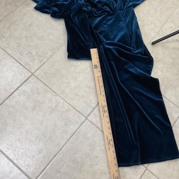 Anthropologie Greylin Luna Velvet Jumpsuit Blue Velour Women Size M Holiday - Picture 8 of 13